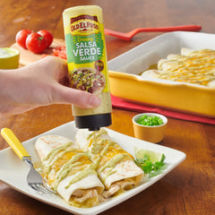 Old El Paso Creamy Salsa Verde nachos topping adds creamy zest.