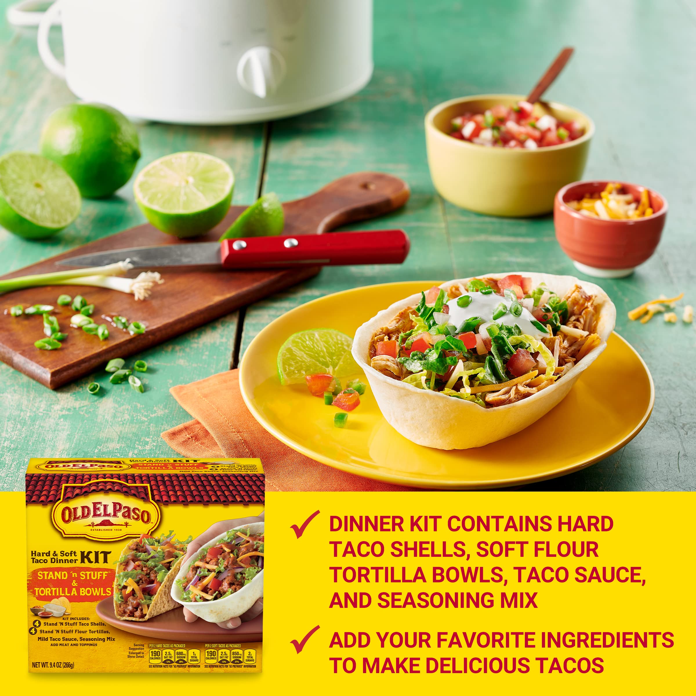 Old El Paso dinner kit contents organized for easy meal prep.