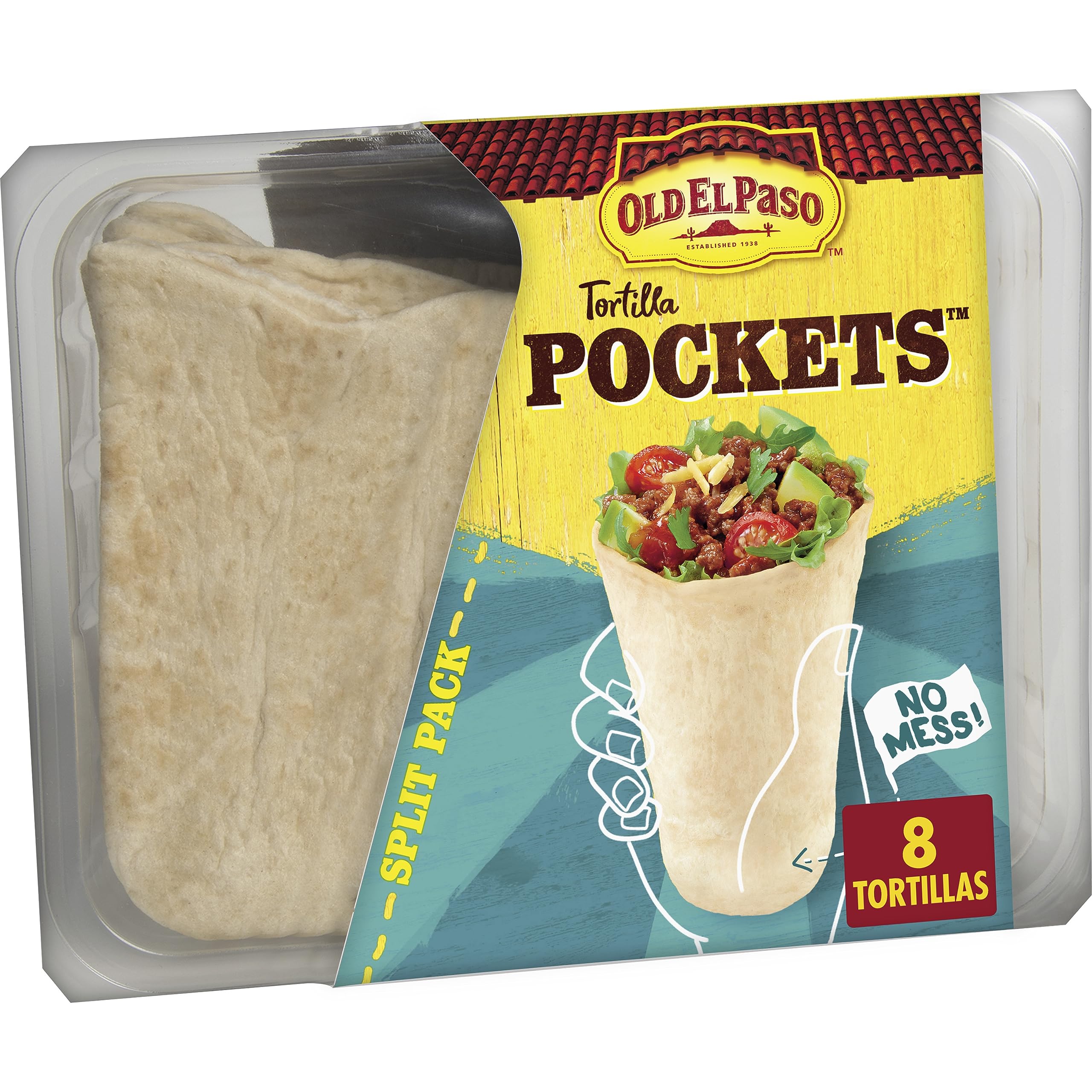 Old El Paso Flour Tortilla Pockets sealed bottom for mess-free snacking