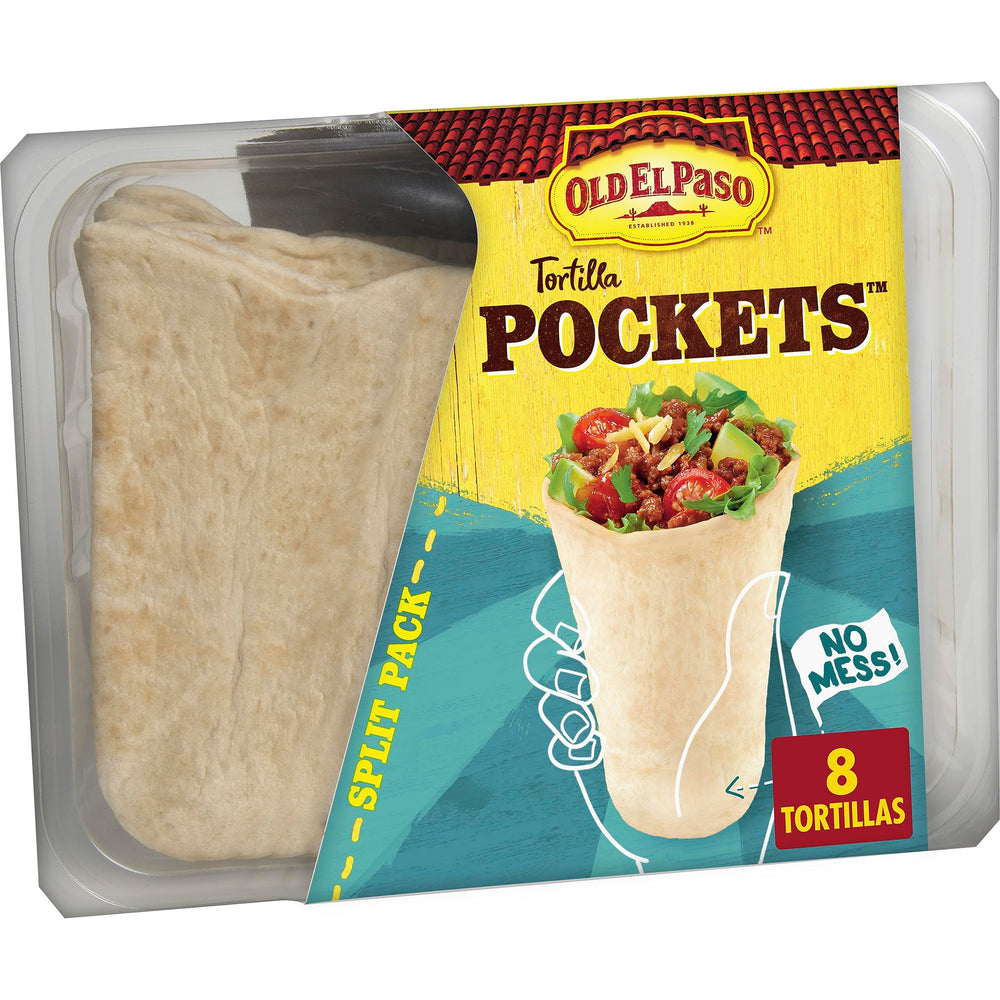 Old El Paso Flour Tortilla Pockets sealed bottom for mess-free snacking