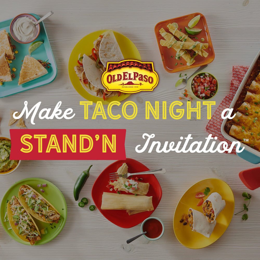 Old El Paso kitchen scene suggests easy taco night prep.