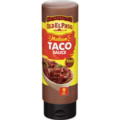 Old El Paso medium taco sauce pours smoothly for bold tacos