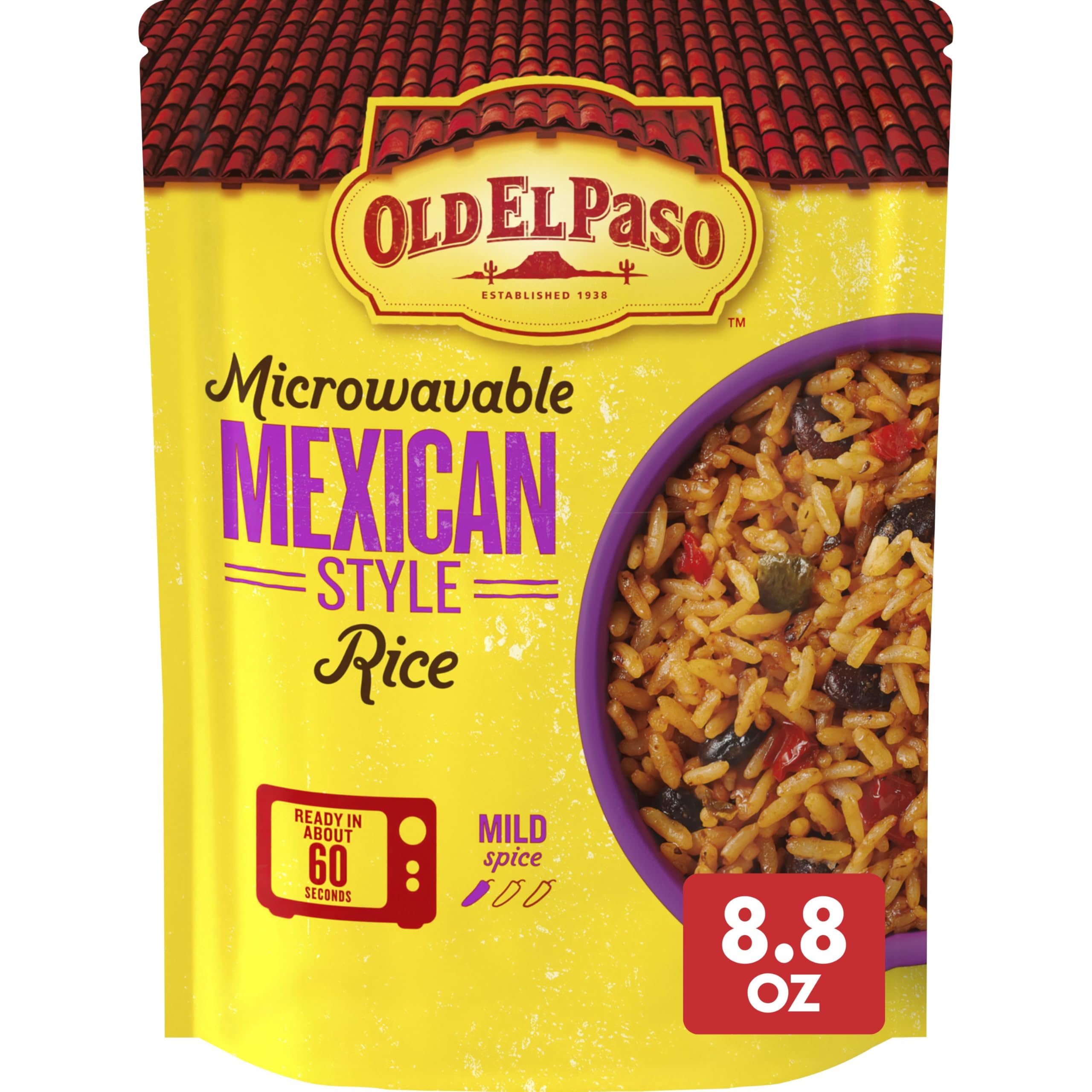 Old El Paso Mexican Style Rice pouch front view for quick weeknight meals.