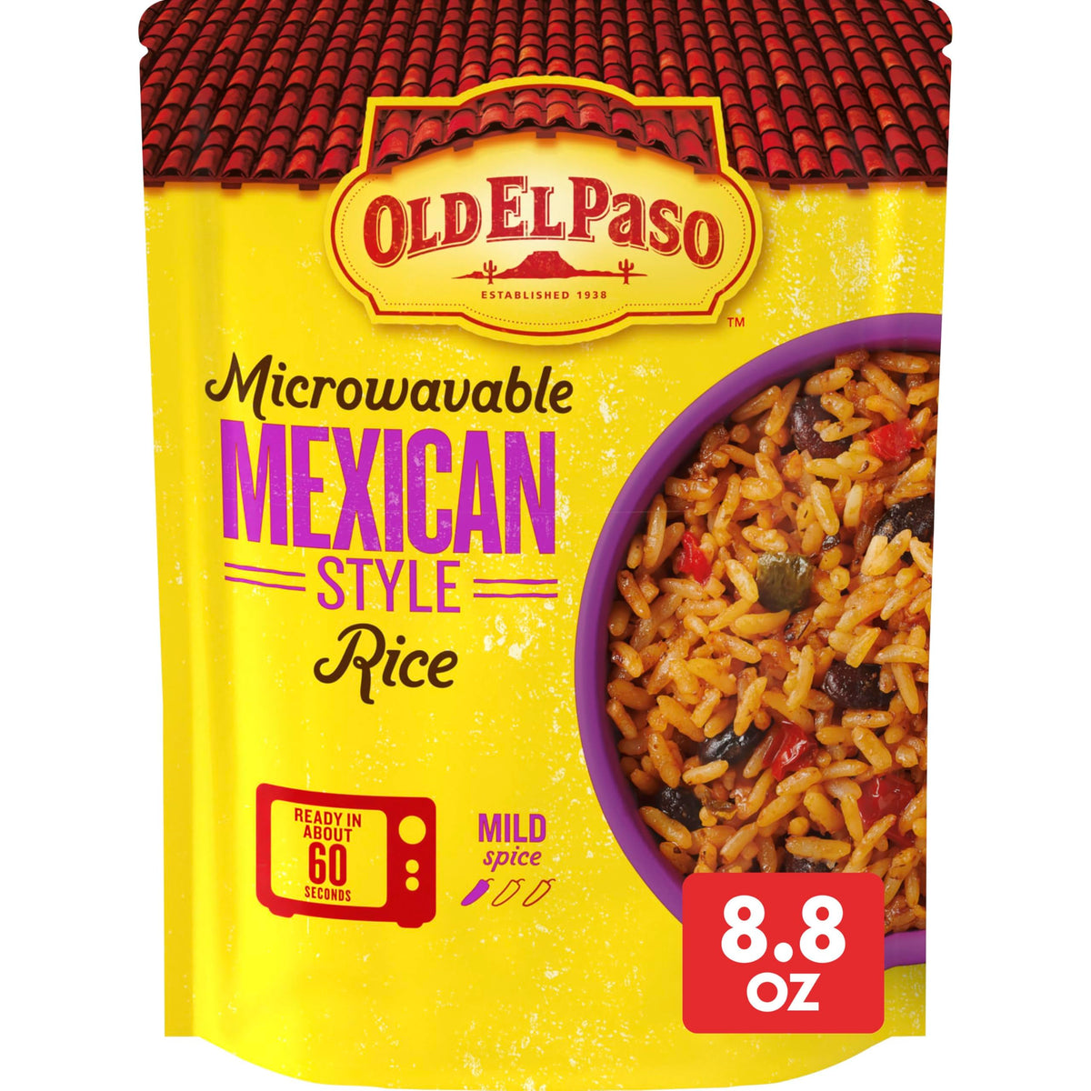 Old El Paso Mexican Style Rice pouch front view for quick weeknight meals.