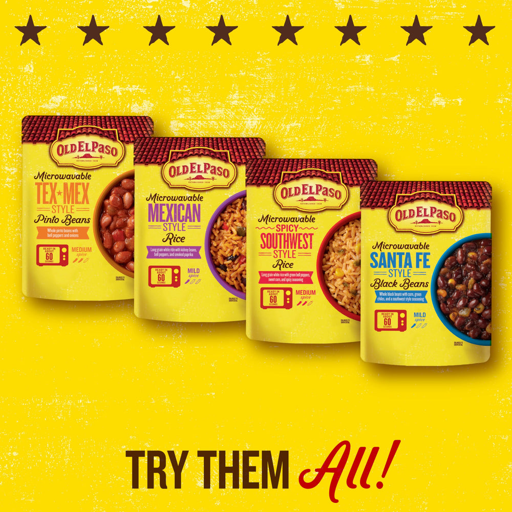 Pantry stock shot emphasizes convenient, ready-to-heat meal options.