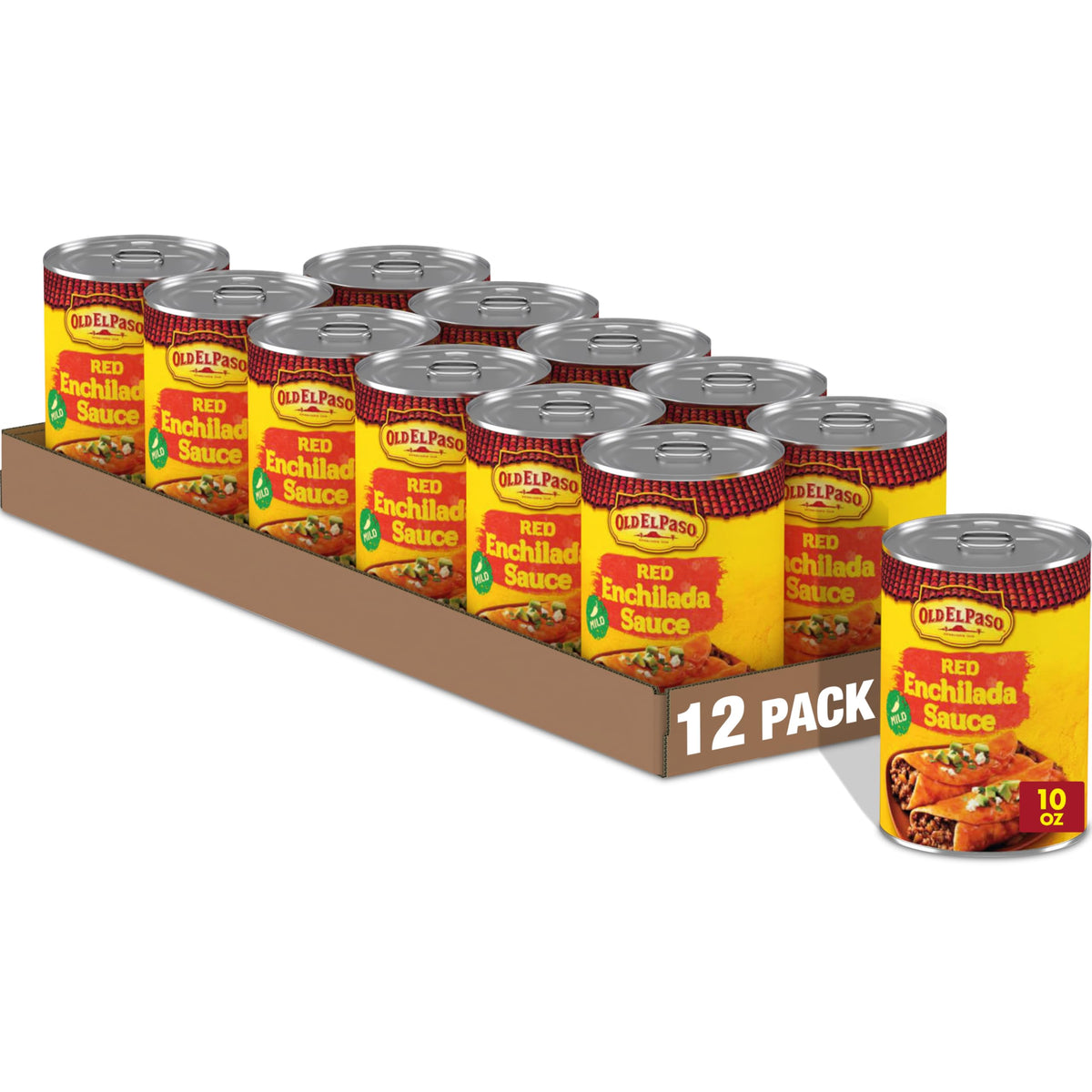 Old El Paso Mild Red Enchilada Sauce bottle pour enhances weeknight Tex-Mex flavor.