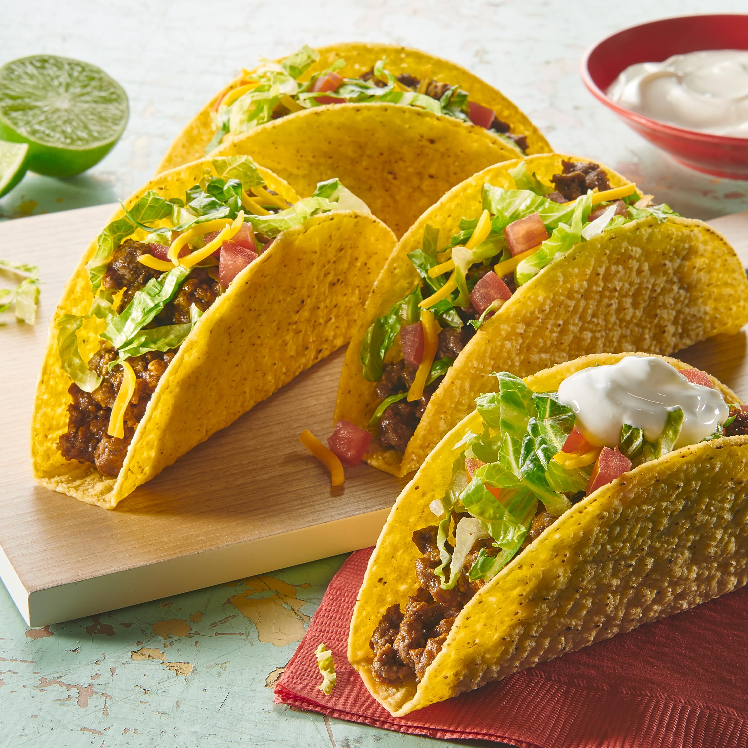 Old El Paso Mild Taco Sauce bottle adds family-friendly flavor.