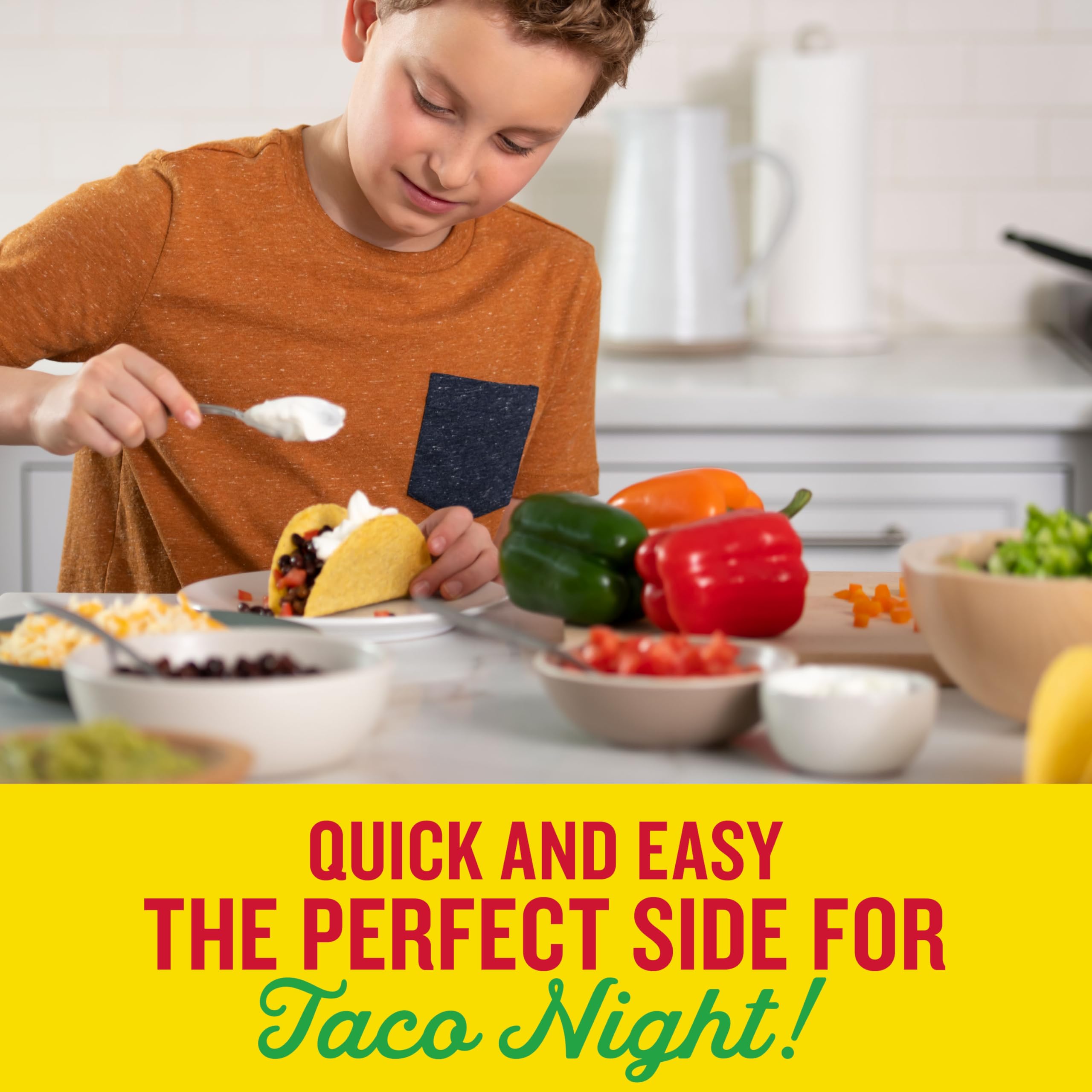 Old El Paso Black Beans close-up on label highlights 60-second heating.