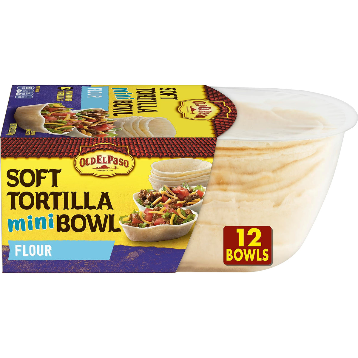 Old El Paso soft flour tortilla mini bowls in a 12-count package for quick dinners