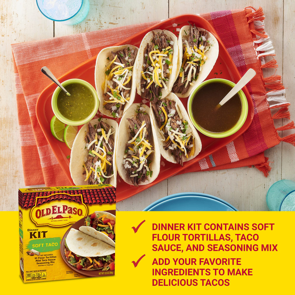 Old El Paso dinner kit box, signaling easy, organized meal prep.