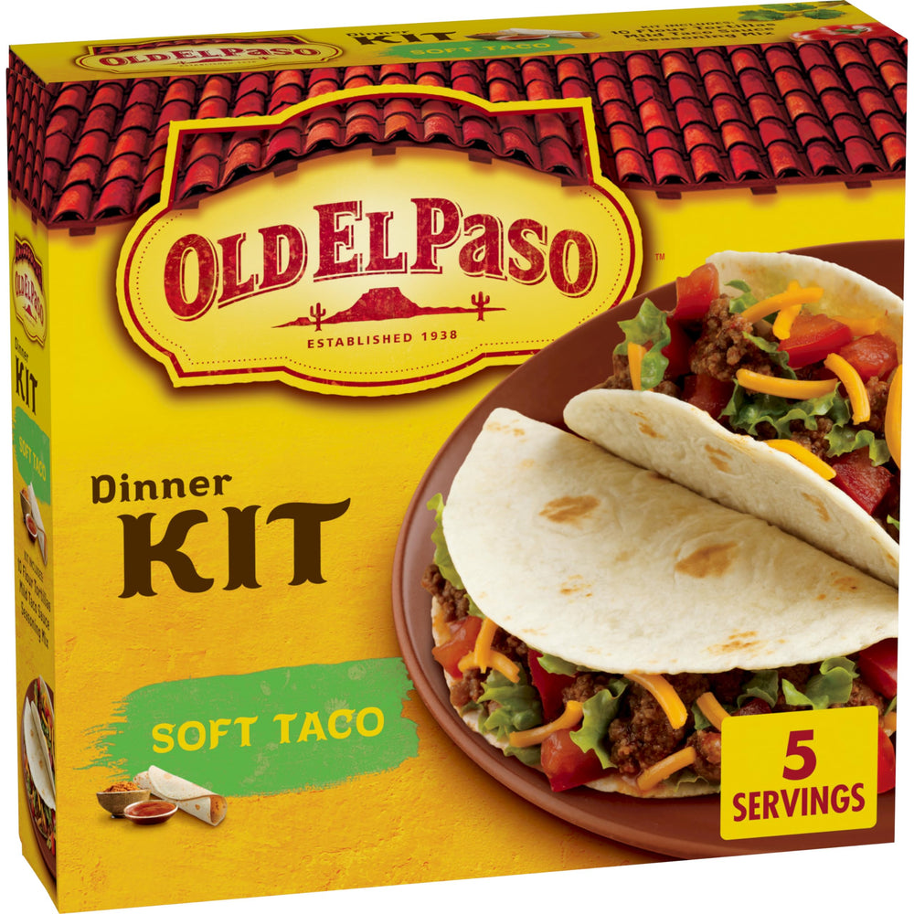 Old El Paso soft taco tortillas on a warm plate for quick family meals.