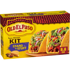Old El Paso Stand 'N Stuff Taco Dinner Kit packaging ready for weeknight prep.