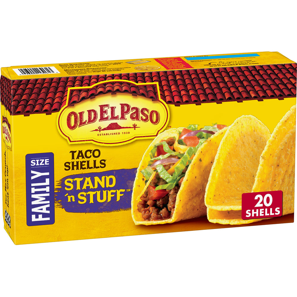 Old El Paso Stand 'N Stuff taco shells with flat bottom for easy filling.