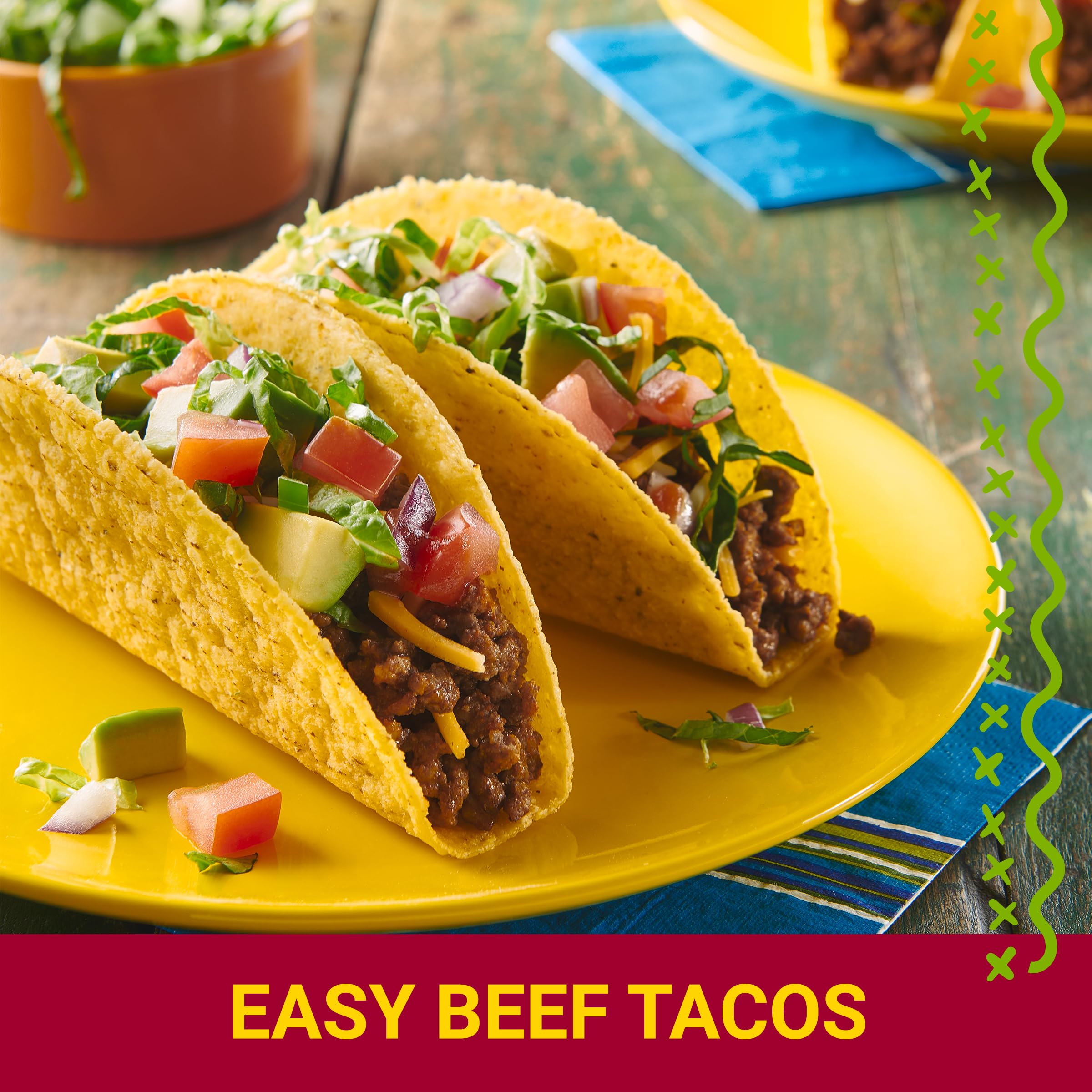 Old El Paso dinner on plate; serving easy taco night.