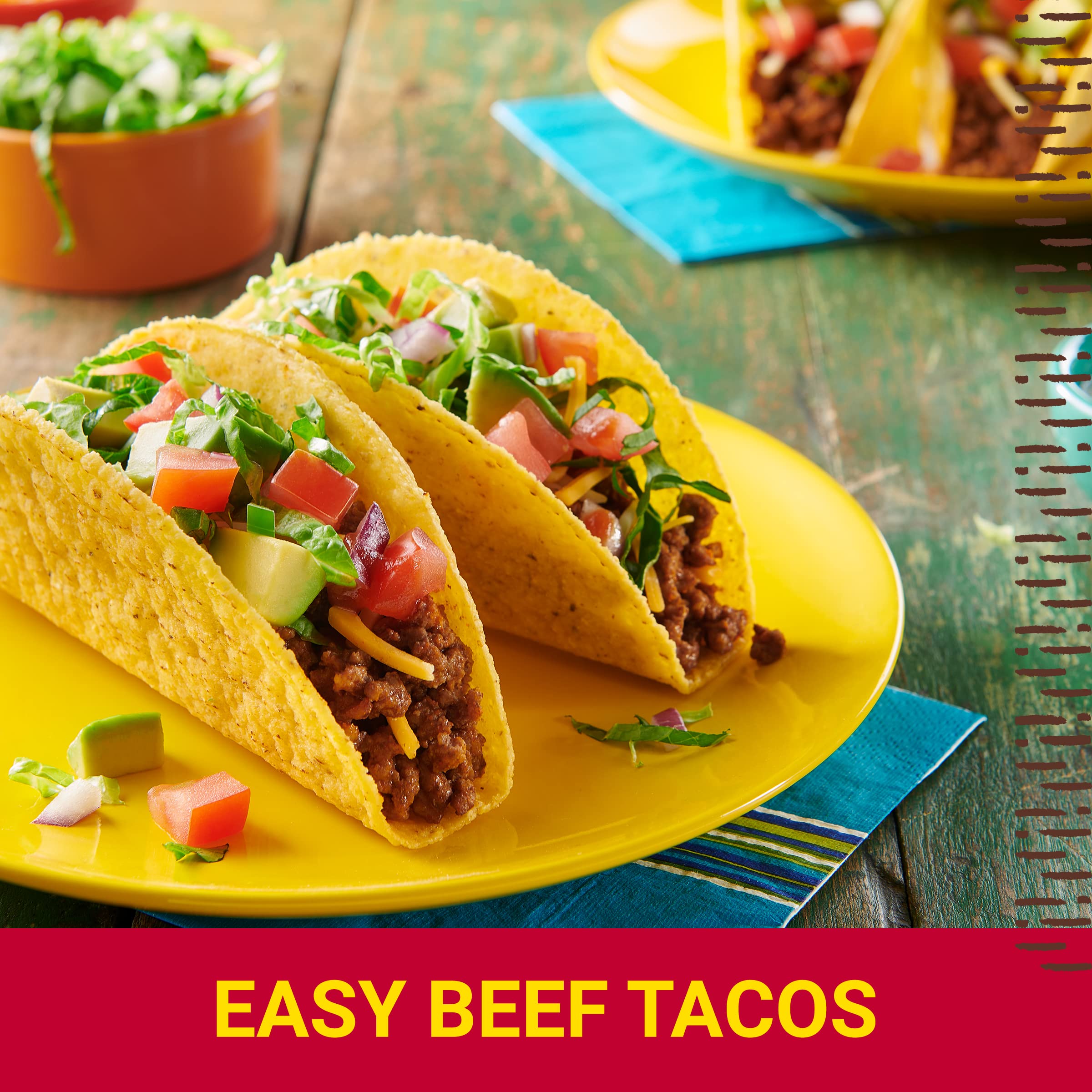 Old El Paso taco seasoning original meat sizzling pan.