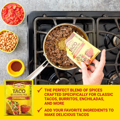 Old El Paso taco seasoning original on serving plate for taco night.