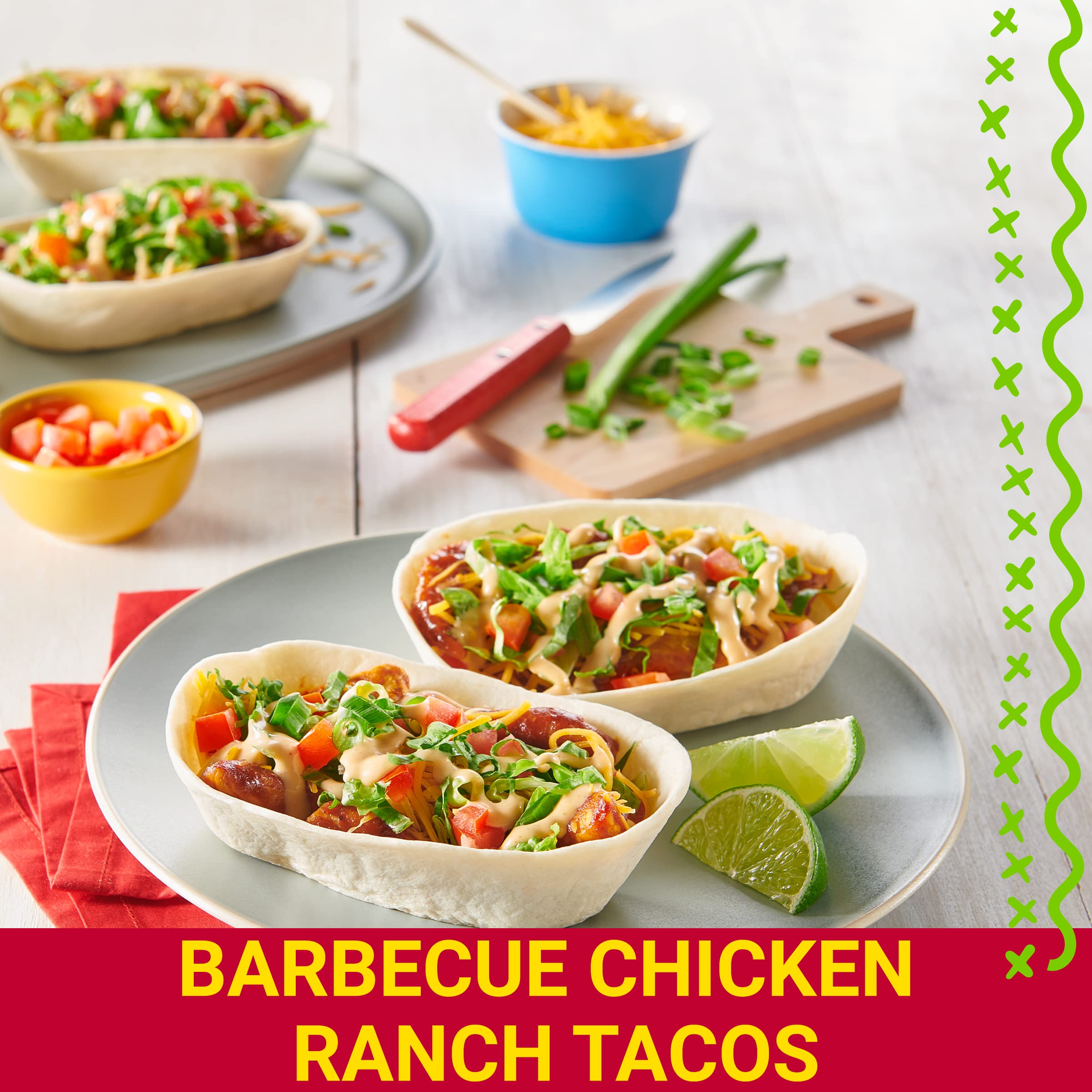 Old El Paso tortilla bowls holding fillings securely for easy serving.