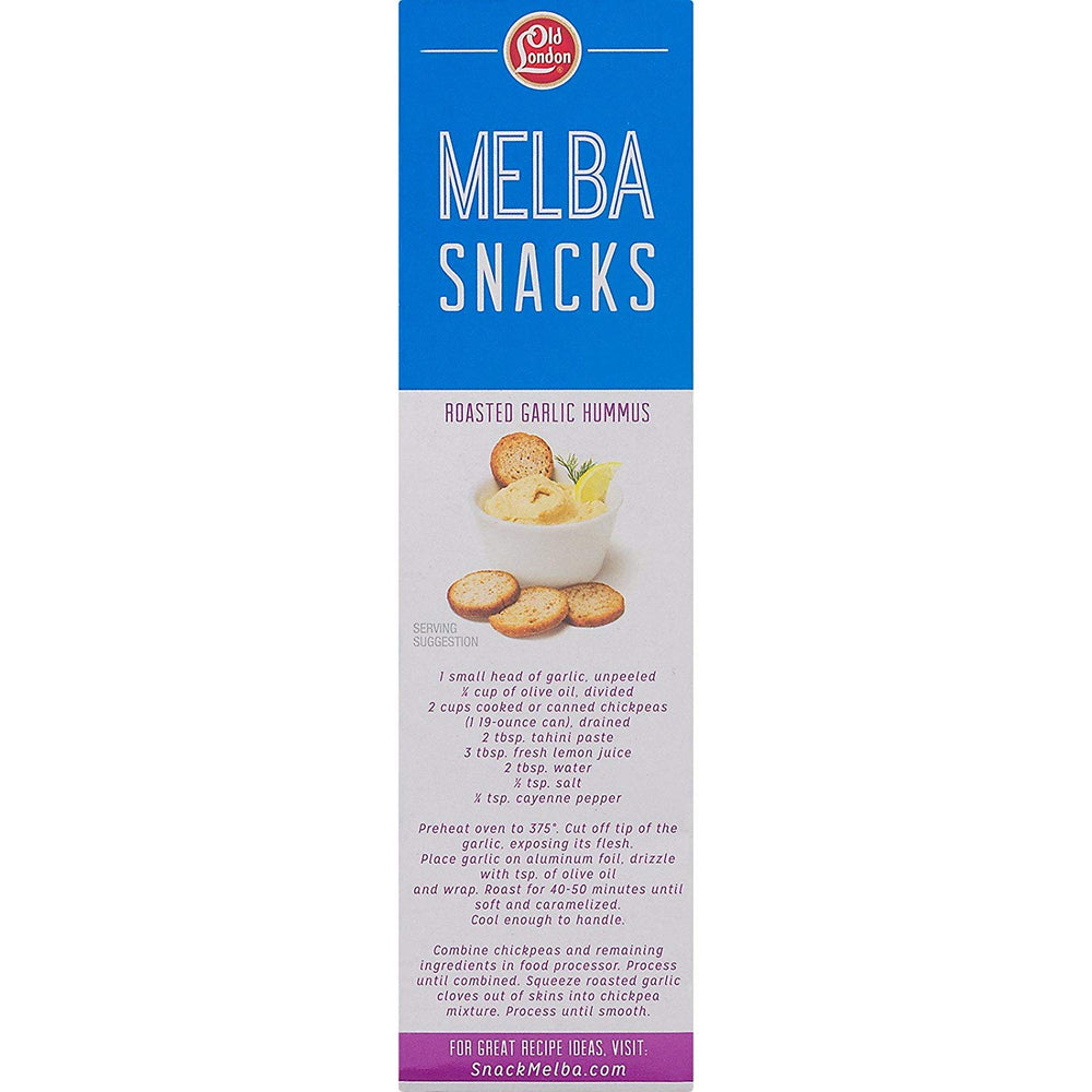 Old London Melba Snacks roasted garlic with dips, a light, flavorful nibble for entertaining