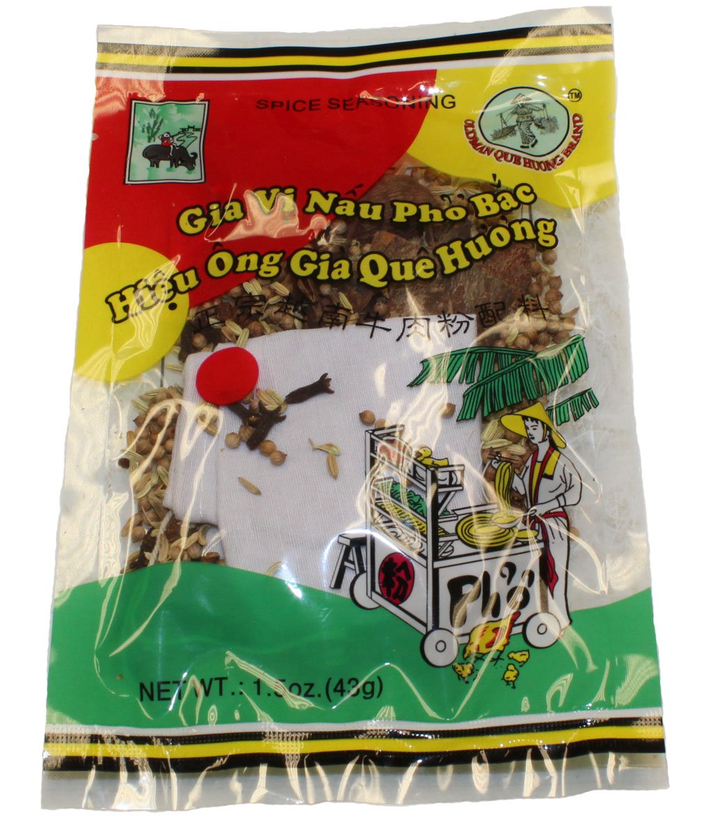 Old Man Que Huong Pho Bac spice bottle enhances authentic broth flavor for home cooking