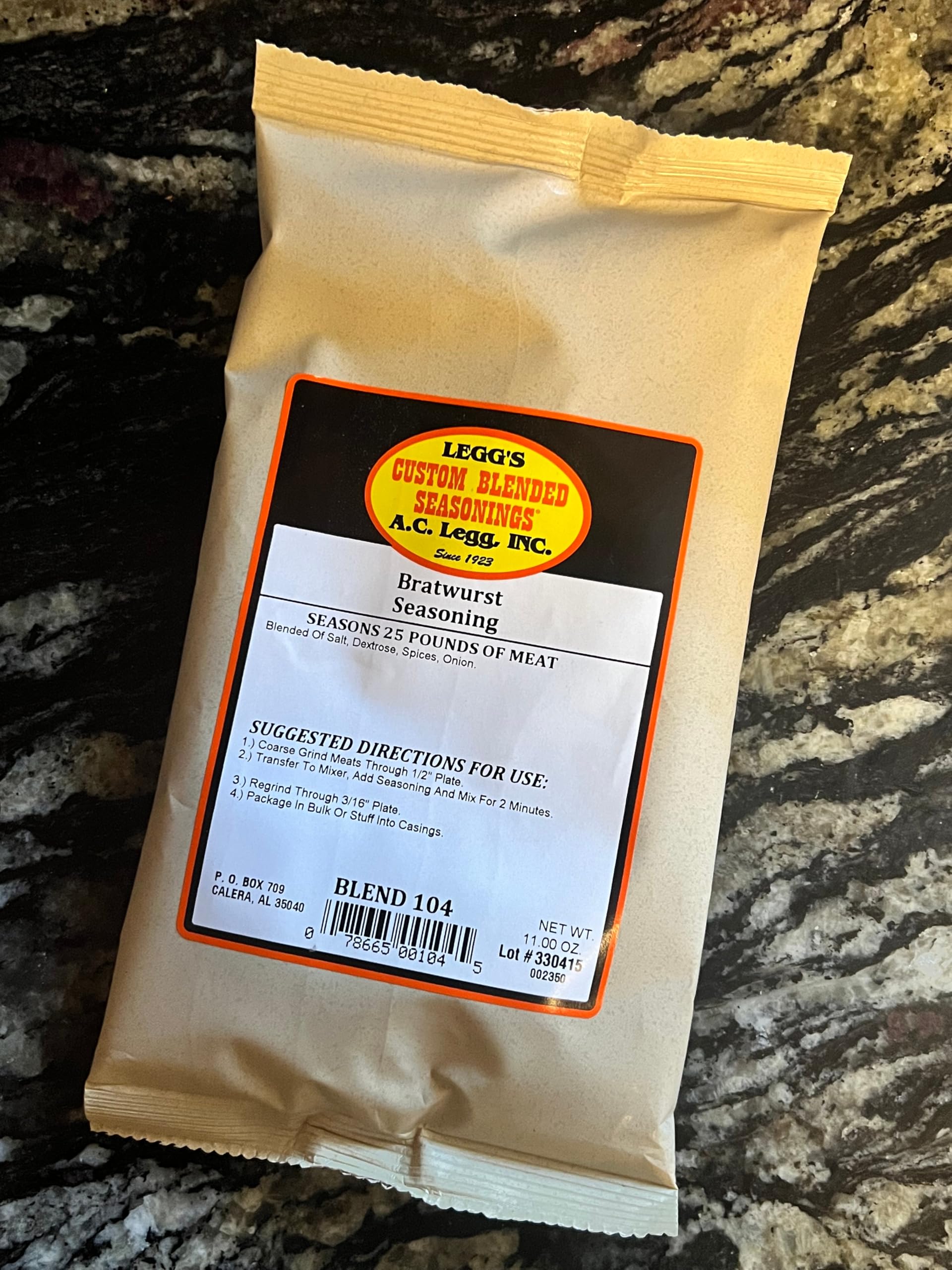 Old Plantation AC Legg Bratwurst Seasoning enables bold German-style home sausages.