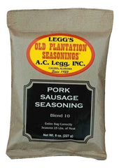 Old Plantation A C Legg 10 pork sausage seasoning bag front ideal for 25 lb batches