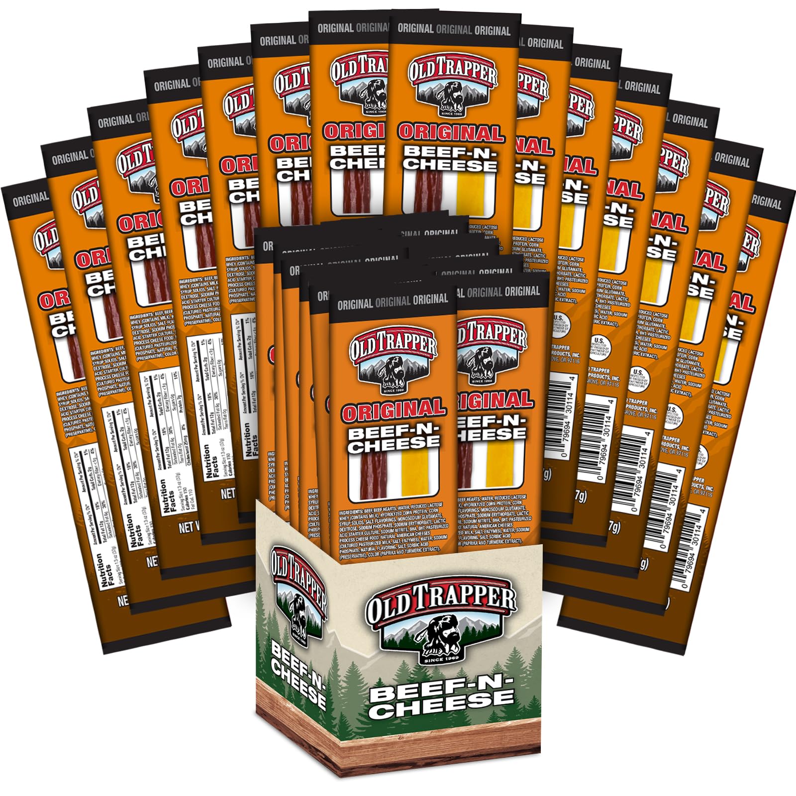 Old Trapper Beef-N-Cheese package front, a savory on-the-go snack