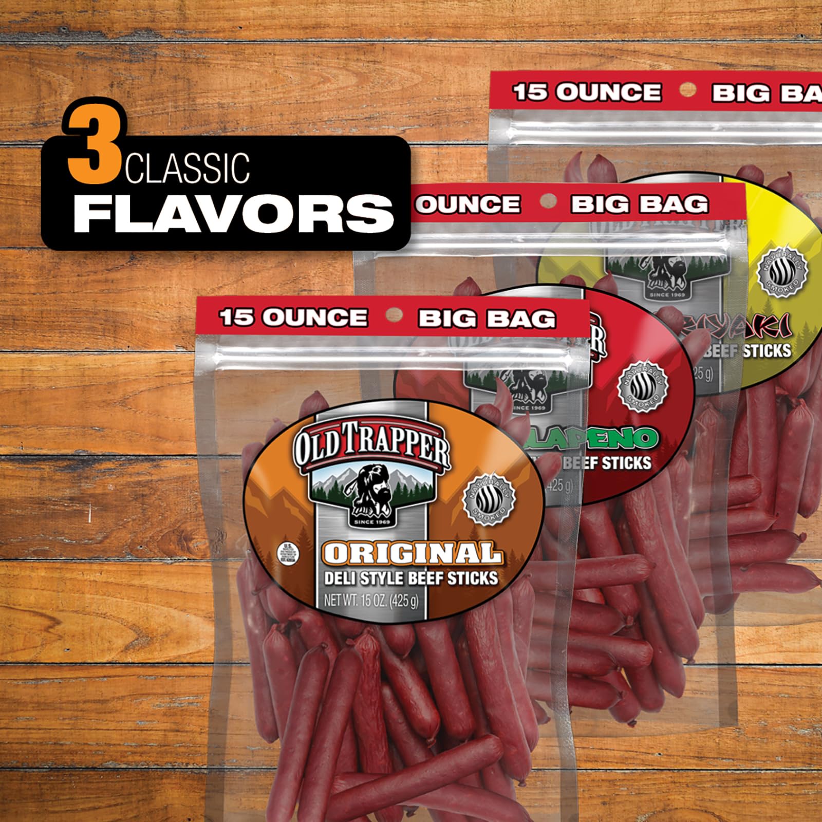 Old Trapper beef sticks in glove box for savory, sugar-free grazing