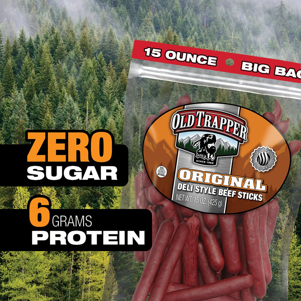 Old Trapper beef sticks in gym bag for a protein-rich quick bite