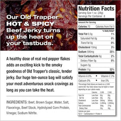 Old Trapper Hot Spicy Jerky close-up slices showing tender texture and heat