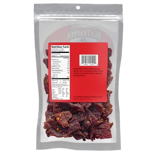 Old Trapper Hot Spicy Jerky pack open ready-to-eat snack
