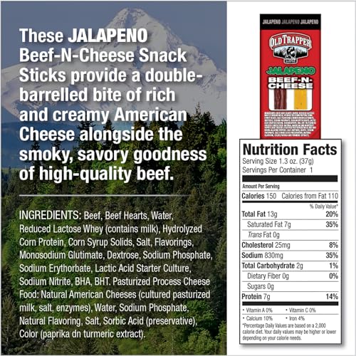 Old Trapper individually wrapped sticks for quick, mess-free snacks.