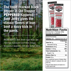 Old Trapper Peppered kippered steak close-up showing smoky aroma and bold flavor