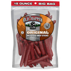 Old Trapper Original Deli-Style Beef Sticks 15oz package, ideal for on-the-go snacking