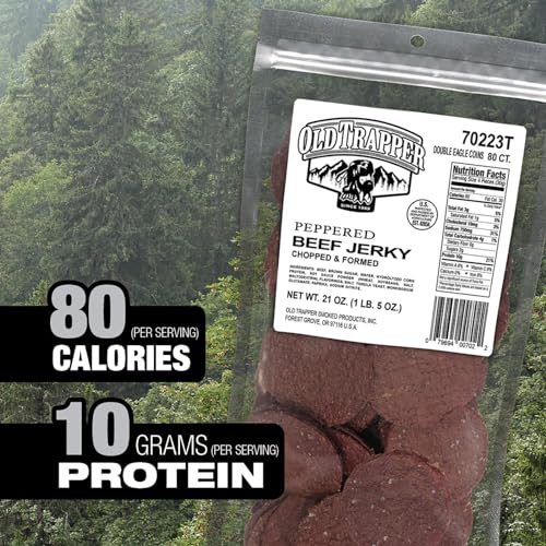 Old Trapper jerky outdoors, ideal for hikes, road trips, and office breaks.