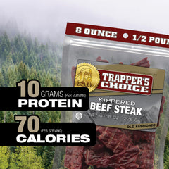 Old Trapper smoked beef slices with wood-smoked aroma visible