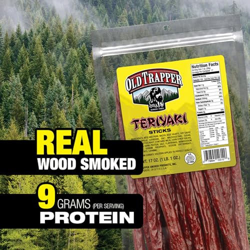 Old Trapper Teriyaki Snack Sticks in gym bag, convenient protein boost.