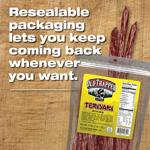Old Trapper Teriyaki Snack Sticks plated for a quick savory snack.