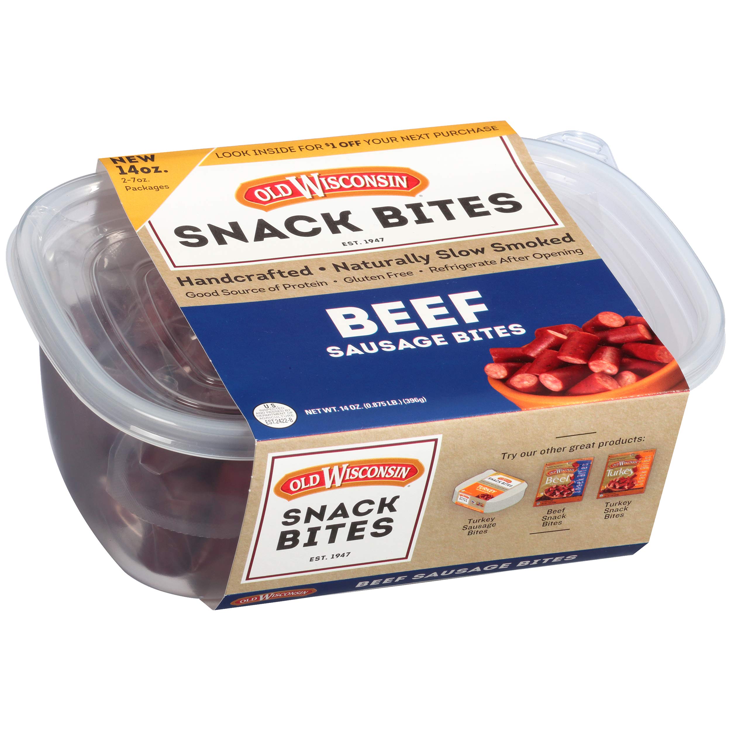 Old Wisconsin Bites Tub smoked beef pieces for quick, protein-rich snacking