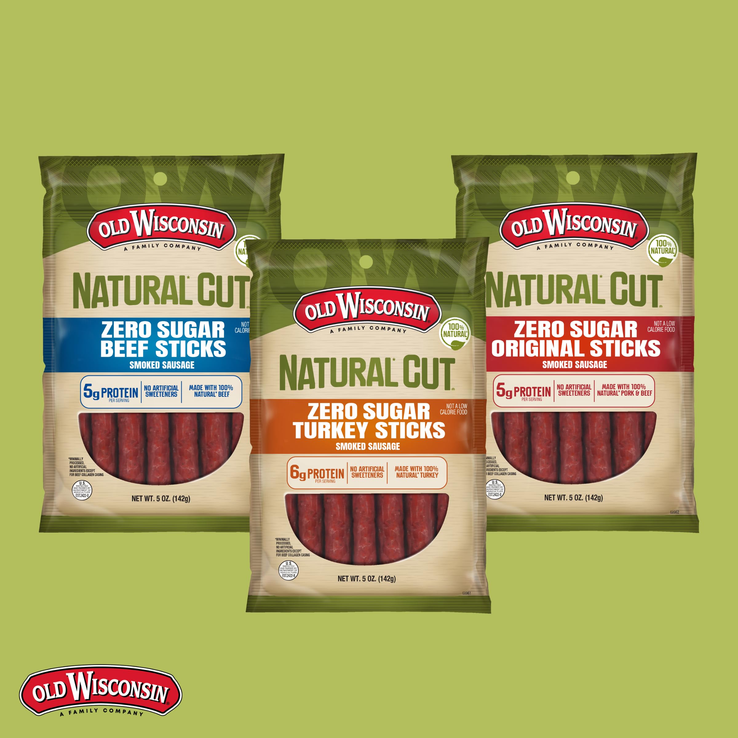 Old Wisconsin Hardwood Smoked Snack Sticks ready to eat for snack time.