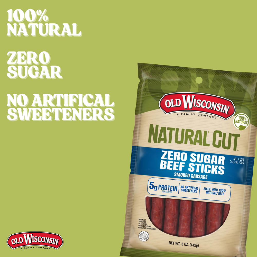 Old Wisconsin Natural Cut Original Sausage Snack Sticks naturally smoked.