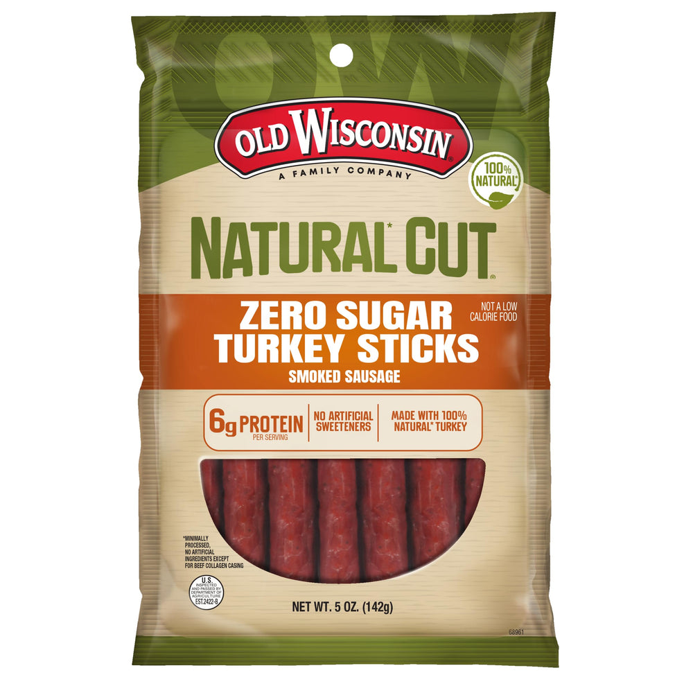 Old Wisconsin turkey sausage snack stick zero sugar for on-the-go snacking