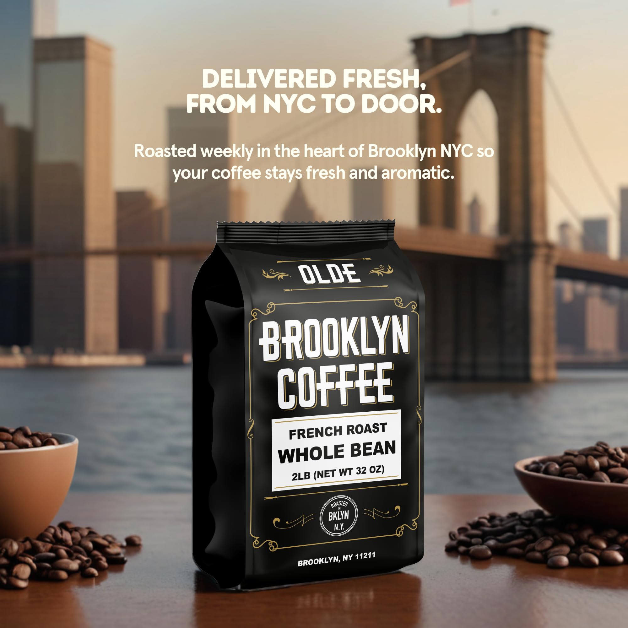 Olde Brooklyn Coffee air-tight valve bag highlights freshness and flavor retention.