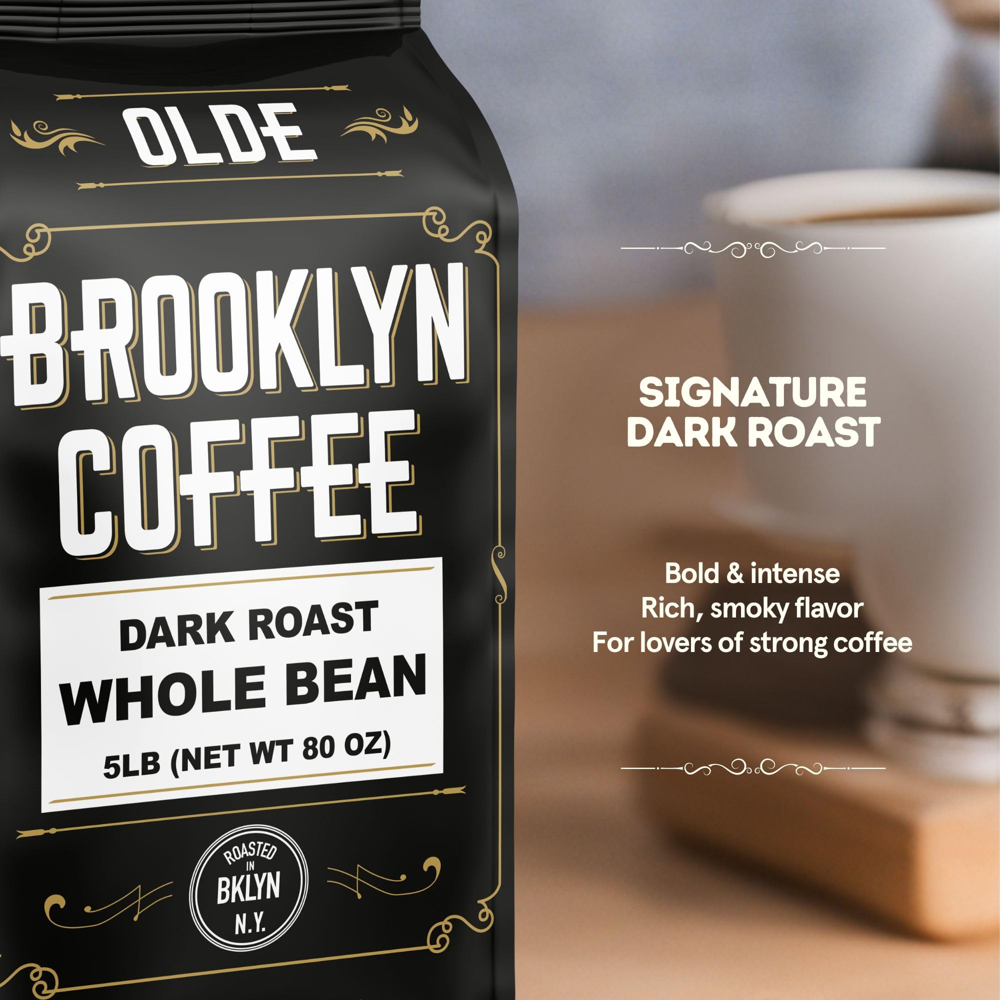 OLDE BROOKLYN COFFEE aroma-filled bag with persistent freshness for daily use.