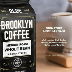 OLDE BROOKLYN COFFEE beans-closeup highlighting fresh aroma