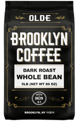 OLDE BROOKLYN COFFEE dark roast whole bean with rich aroma for bold brew.