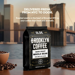 OLDE BROOKLYN COFFEE steaming cup ready for your morning ritual.