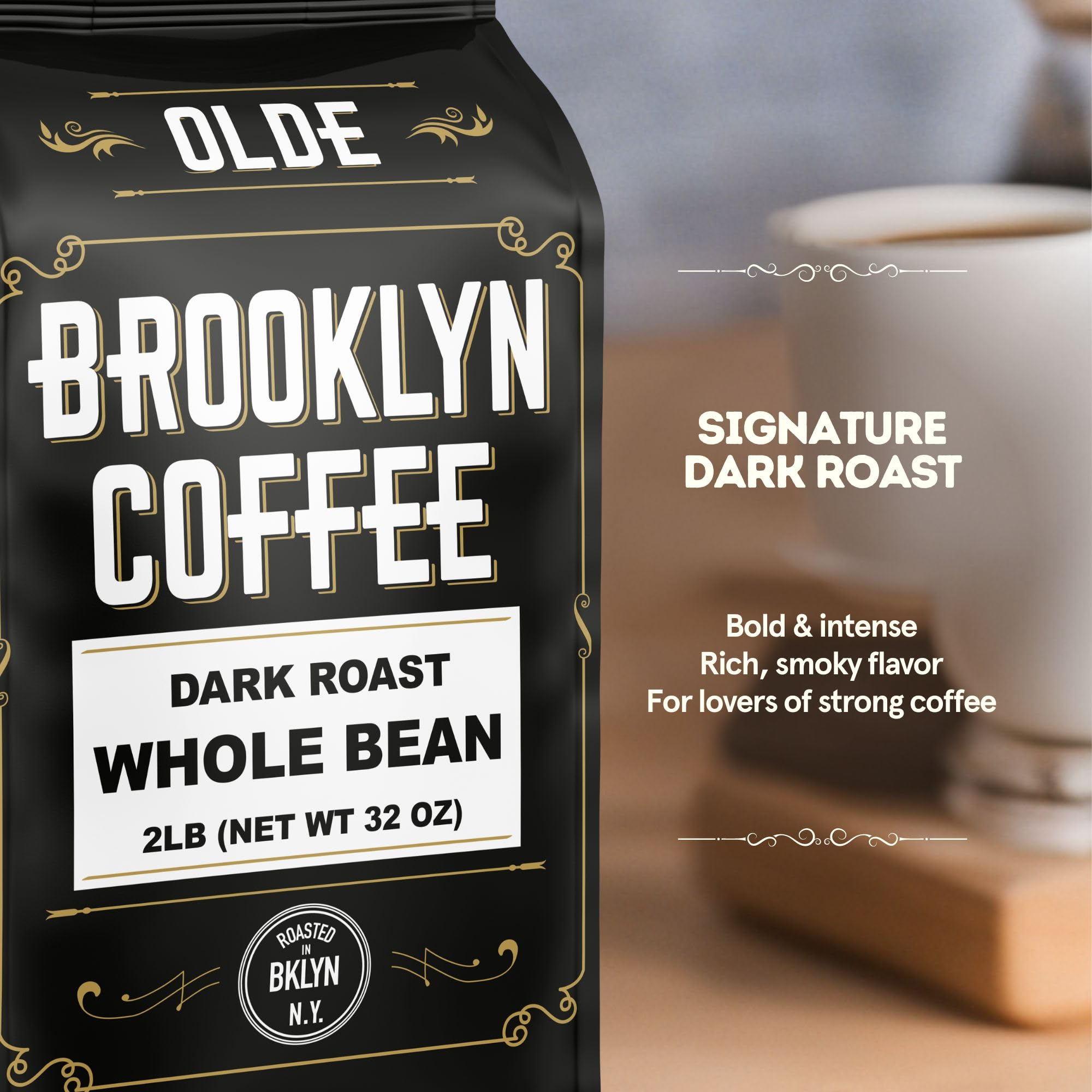 OLDE BROOKLYN COFFEE 2lb whole bean bulk-pack preserves freshness over weeks.