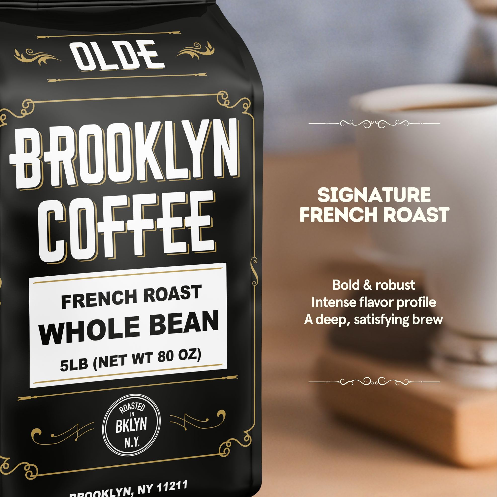 OLDE BROOKLYN COFFEE whole bean aroma ready to grind