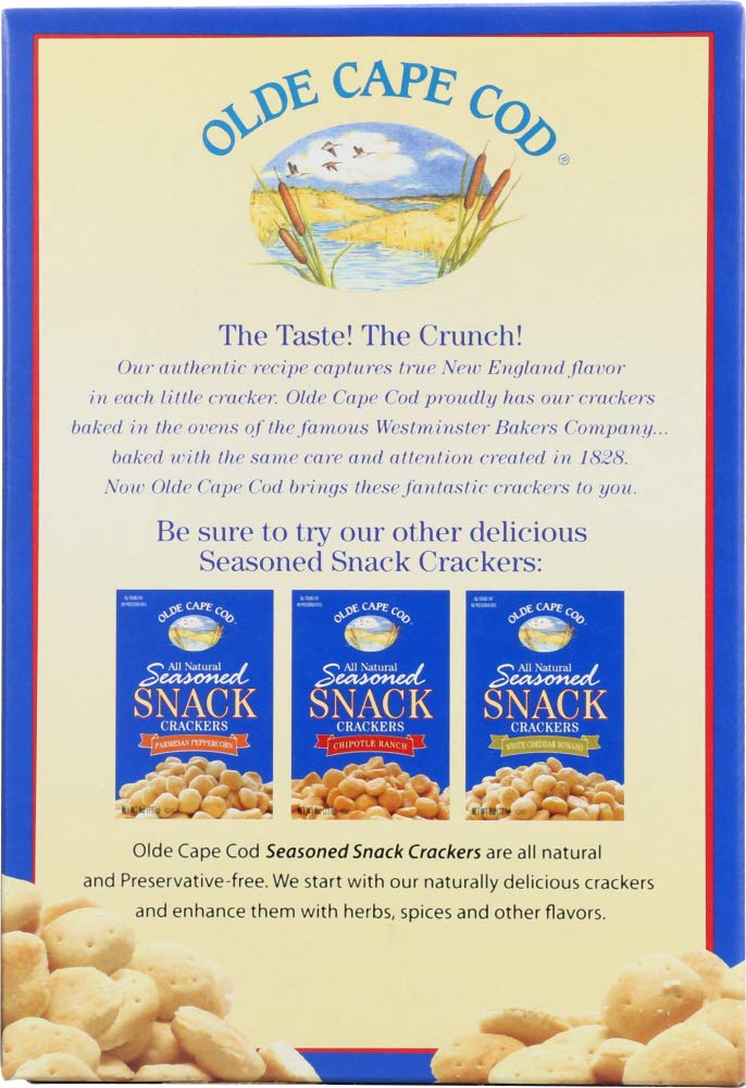 Olde Cape Cod Oyster Crackers with dips on plate, ideal party nibble.