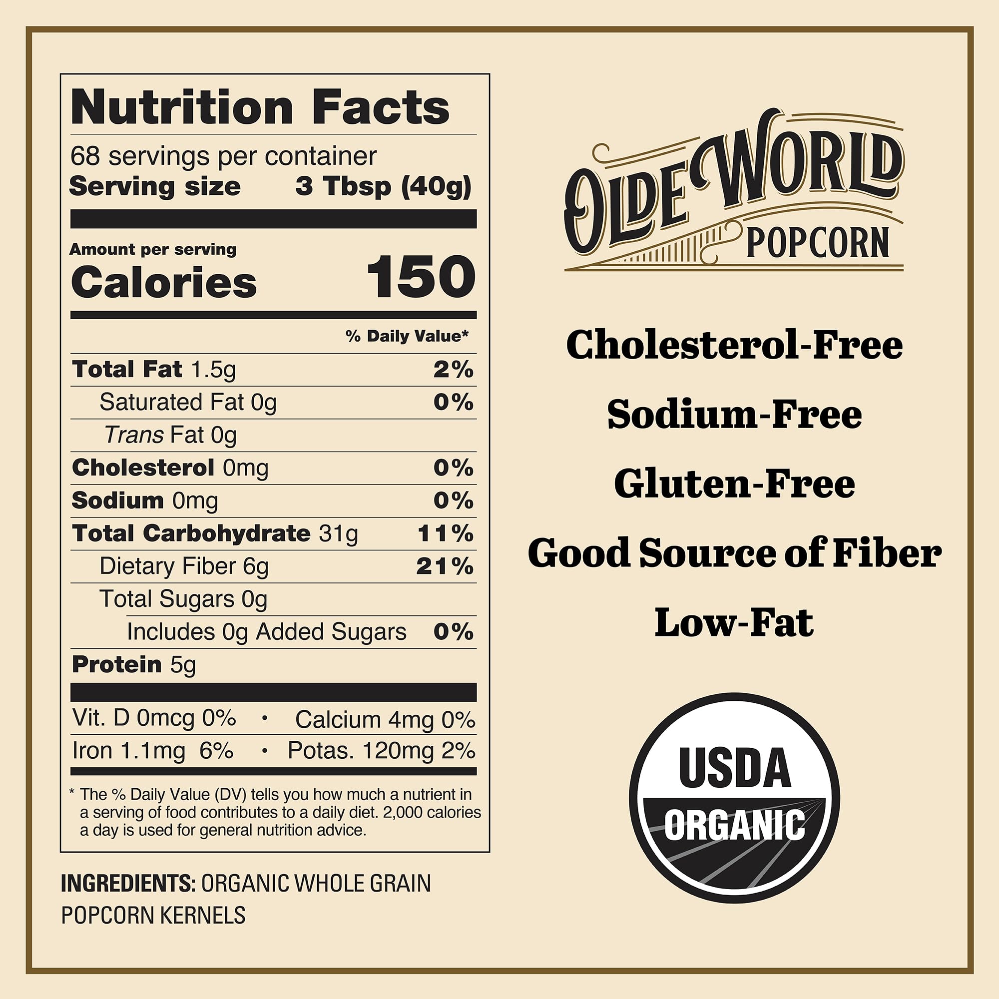 Olde World Popcorn fluffy yellow kernels ideal for light, airy popcorn at home.